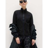 Goodmove Funnel Neck Zip Up Fitted Fleece Jacket Black