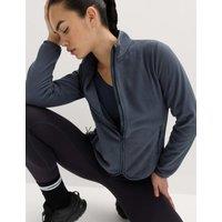 Goodmove Funnel Neck Zip Up Fitted Fleece Jacket Nightshade