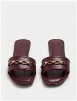 Leather Trim Flat Mules