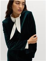 Velvet Cotton Rich Tailored Collarless Blazer