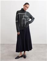 Merino Wool Block Funnel Neck Relaxed Jumper