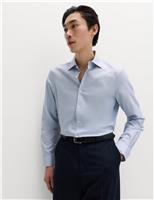 M&S Regular Fit Pure Cotton Textured Shirt Blue