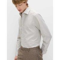 M&S Regular Fit Pure Cotton Textured Shirt Neutral