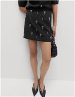 Disc Embellished Mini A-Line Skirt