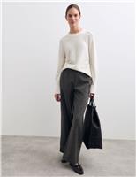 Cotton Blend Jersey Straight Leg Trousers with Wool