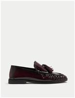 Leather Tassel Flat Loafers