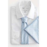 M&S Slim Fit Easy Iron Shirt & Tie Set Blue Mix