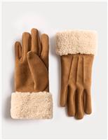 Faux Suede Cuffed Gloves