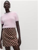 Satin Embellished Mini A-Line Skirt