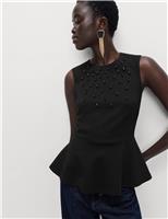 Embellished Fitted Peplum Top