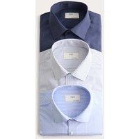 M&S 3 Pack Regular Fit Long Sleeve Shirts Blue Mix