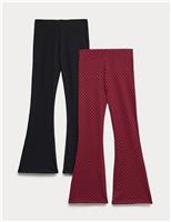 2pk Cotton Rich Polka Dot Kickflare Leggings (6-16 Yrs)