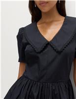 Pure Cotton Peter Pan Collar Mini Smock Dress