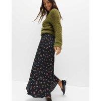 M&S Floral Midaxi A-Line Skirt Black Mix