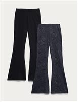 2 Pack Cotton Rich Kickflare Leggings (6-16 Yrs)
