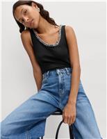 Chain Detail Scoop Neck Cami Top