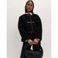 Faux Fur Buckle Trim Coat