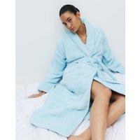 M&S Pure Cotton Towelling Dressing Gown Light Turquoise