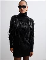 Pure Cashmere Embellished Mini Jumper Dress