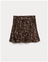 Velvet Sequin Mini Skater Skirt