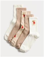 5pk Cotton Rich Spencer Bear Ankle High Socks