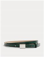 Leather Skinny Lizard Effect Jeans Belt