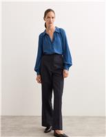 Collared Gathered Button Through Top