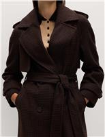 Checked Belted Longline Tailored Coat