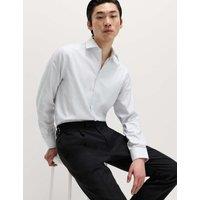 M&S SARTORIAL Regular Fit Luxury Pure Cotton Check Shirt Grey Mix