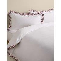 M&S Pure Cotton Embroidered Bow Edge Bedding Set White