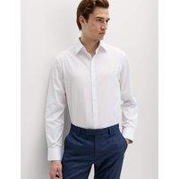 M&S Regular Fit Easy Iron Cotton Blend Shirt White Mix