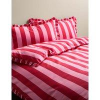 M&S Pure Cotton Striped Ruffle Bedding Set Pink Mix