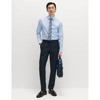 M&S SARTORIAL Slim Fit Luxury Pure Cotton Textured Shirt Blue