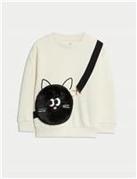 Cotton Rich Halloween Cat Bag Sweatshirt (2-8 Yrs)