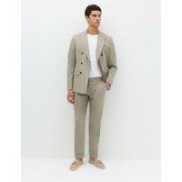 Autograph Tailored Fit Italian Performance Linen Blend Pinstripe Suit Trousers Khaki