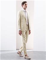 Tailored Fit Italian Performance Linen Blend Pinstripe Suit Trousers