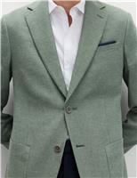 Tailored Fit Linen Cotton Blend Herringbone Blazer