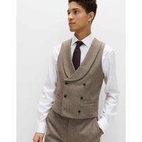 M&S Italian Wool Blend Double Breasted Waistcoat Neutral
