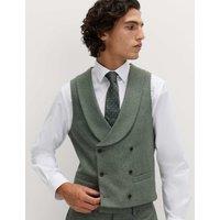 M&S Italian Wool Blend Double Breasted Waistcoat Green
