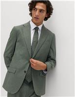 M&S Tailored Fit Italian Wool Rich Tweed Suit Jacket Green