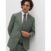 M&S Tailored Fit Italian Wool Rich Tweed Suit Jacket Green