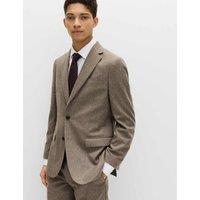 M&S Tailored Fit Italian Wool Rich Tweed Suit Jacket Neutral
