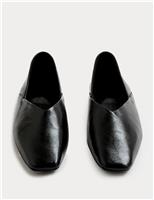 M&S Slip On Flat Chisel Toe Ballet Pumps Black