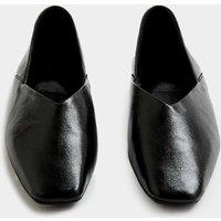 M&S Slip On Flat Chisel Toe Ballet Pumps Black