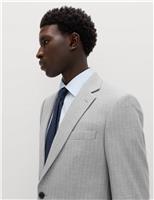M&S Regular Fit Pinstripe Stretch Suit Jacket Light Grey Mix