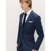 M&S Slim Fit Textured Check Jacket Mid Blue