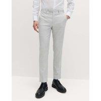 M&S Slim Fit Check Stretch Suit Trousers Light Grey Mix