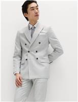 Slim Fit Check Double Breasted Suit Jacket