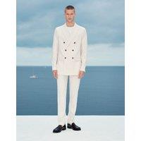 M&S Slim Fit Pinstripe Double Breasted Jacket Ecru Mix