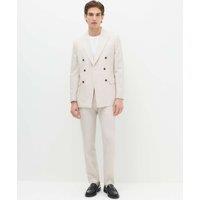 M&S Slim Fit Pinstripe Double Breasted Jacket Ecru Mix